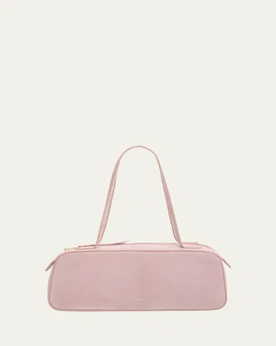 Khaite Simona Zip Suede Shoulder Bag In Pink
