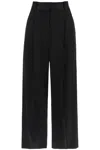 Khaite Simone Loose Pants In Satin In Black