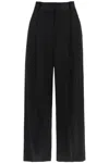 Khaite Simone Loose Pants In Satin In Nero