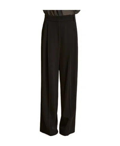 Khaite Simone Pleated Wide-leg Trousers In Black