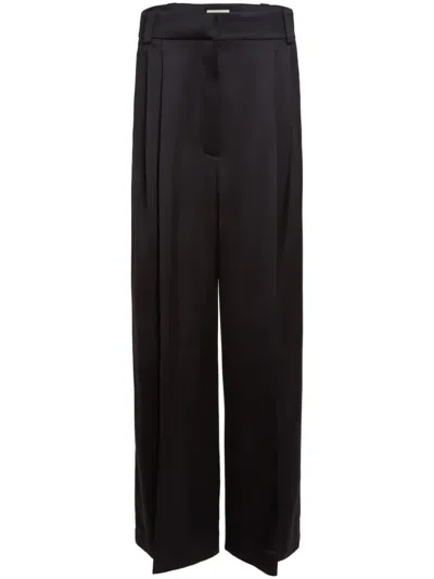 Khaite Simone Pleated Wide Trousers Black