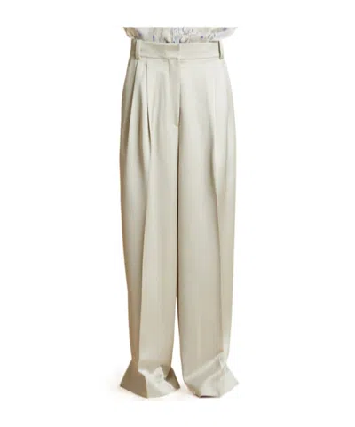Khaite Simone Tailored Wide-leg Trousers In White