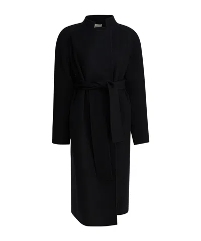 Khaite Single-breasted Belted Coat In Black