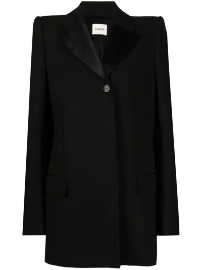 Khaite Single-breasted Cotton-blend Blazer In Black