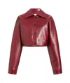 Khaite Sue Cropped Leather Jacket In Red