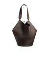 Khaite Mini Lotus Hammered Leather Tote Handbag In Black