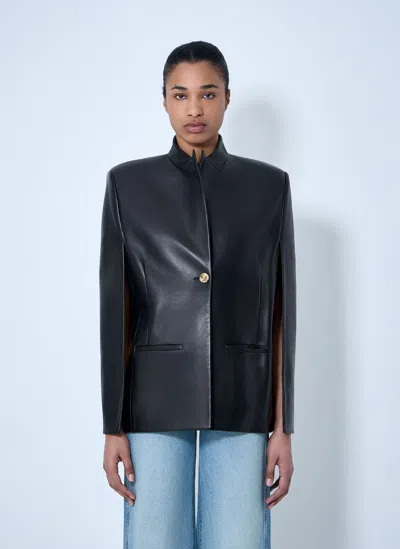 Khaite Single-breasted Leather Jacket In Black