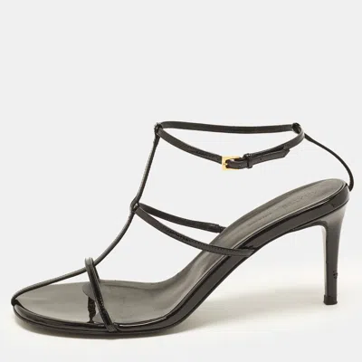 Pre-owned Khaite Size 40 Black Patent Leather Ankle Strap Sandals