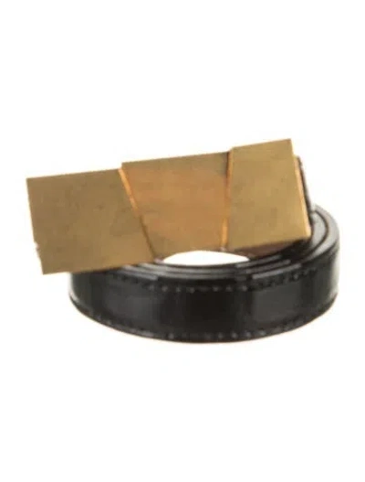 Pre-owned Khaite Skinny Embossed Leather Belt In Black