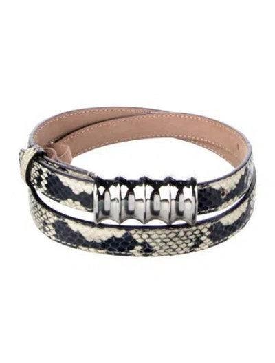 Pre-owned Khaite Skinny Embossed Leather Belt In Blue