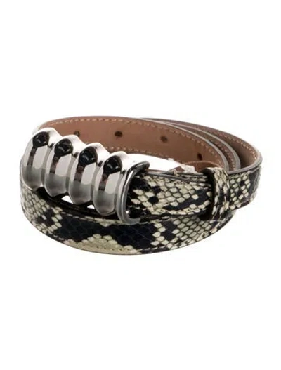 Pre-owned Khaite Skinny Embossed Leather Belt In Green