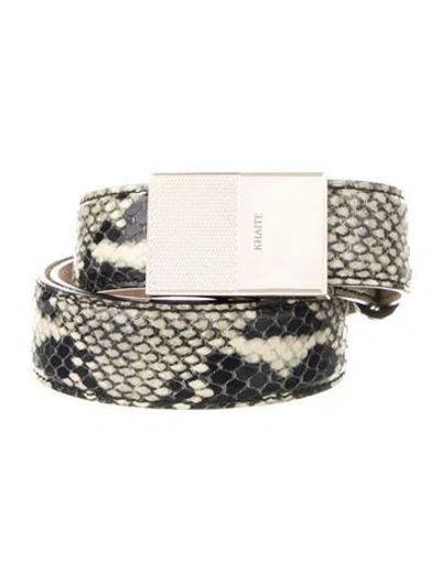 Pre-owned Khaite Skinny Embossed Leather Belt In Neutral
