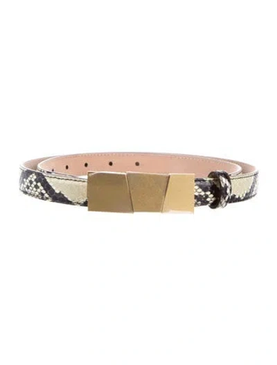 Pre-owned Khaite Skinny Embossed Leather Waist Belt In Neutral