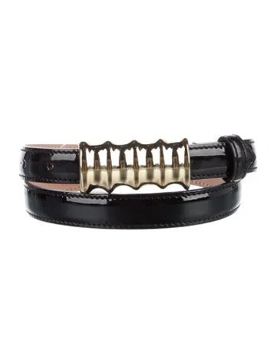 Pre-owned Khaite Skinny Leather Belt In Black
