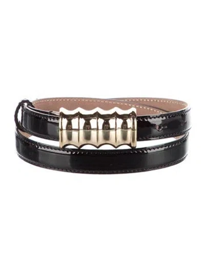 Pre-owned Khaite Skinny Leather Belt In Black