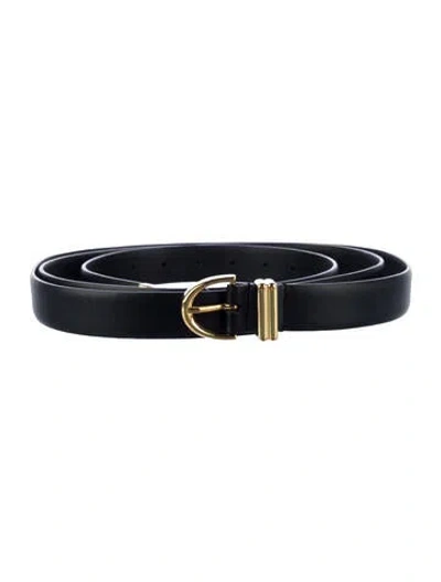 Pre-owned Khaite Skinny Leather Belt In Black