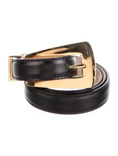 Pre-owned Khaite Skinny Leather Belt In Black