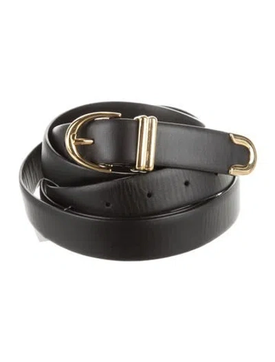 Pre-owned Khaite Skinny Leather Belt In Black