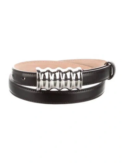 Pre-owned Khaite Skinny Leather Belt In Black