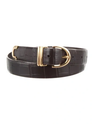 Pre-owned Khaite Skinny Leather Belt In Black