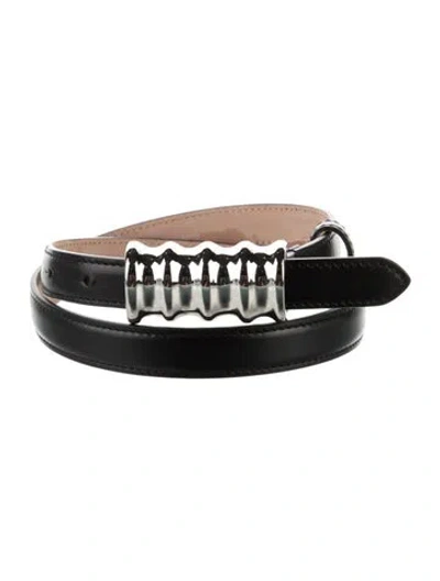 Pre-owned Khaite Skinny Leather Belt In Black