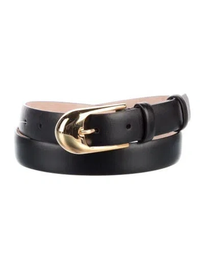 Pre-owned Khaite Skinny Leather Belt In Black