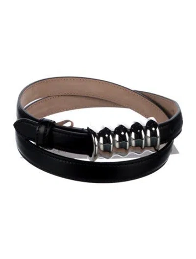 Pre-owned Khaite Skinny Leather Belt In Black