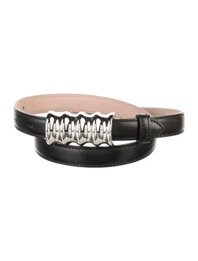Pre-owned Khaite Skinny Leather Belt In Black
