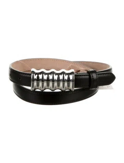 Pre-owned Khaite Skinny Leather Belt In Black