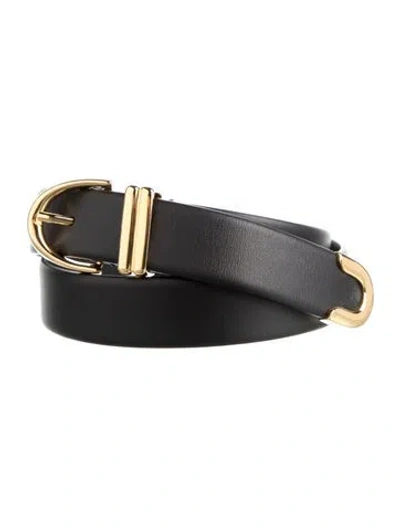 Pre-owned Khaite Skinny Leather Belt In Black