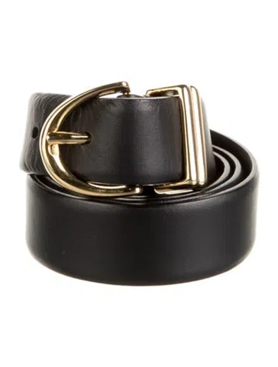 Pre-owned Khaite Skinny Leather Belt In Black