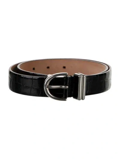 Pre-owned Khaite Skinny Leather Belt In Black
