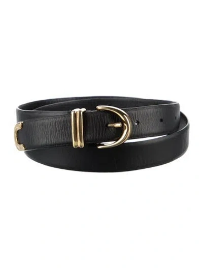 Pre-owned Khaite Skinny Leather Belt In Black