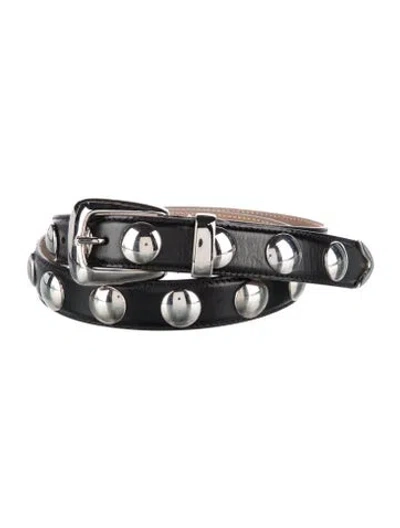 Pre-owned Khaite Skinny Leather Belt In Black