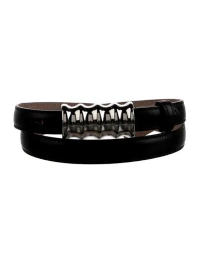 Pre-owned Khaite Skinny Leather Belt In Black