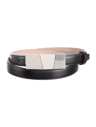 Pre-owned Khaite Skinny Leather Belt In Black