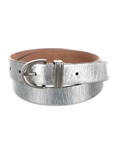 Pre-owned Khaite Skinny Leather Belt In Silver