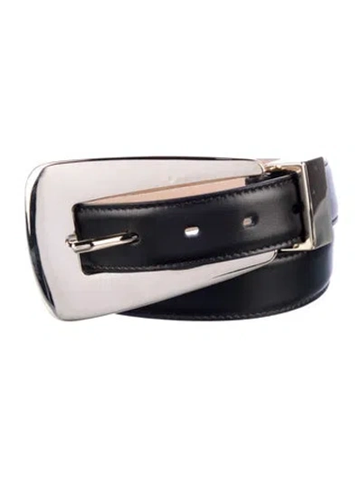 Pre-owned Khaite Skinny Leather Waist Belt In Black