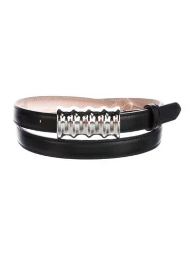 Pre-owned Khaite Skinny Leather Waist Belt In Black