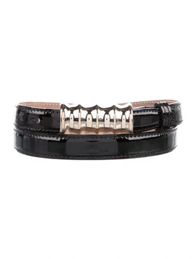 Pre-owned Khaite Skinny Leather Waist Belt In Black