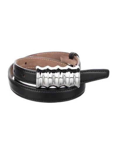 Pre-owned Khaite Skinny Leather Waist Belt In Black