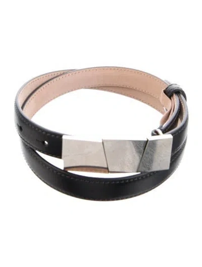 Pre-owned Khaite Skinny Leather Waist Belt In Black