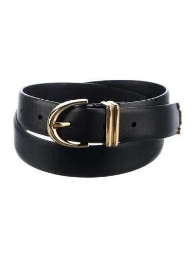 Pre-owned Khaite Skinny Leather Waist Belt In Black