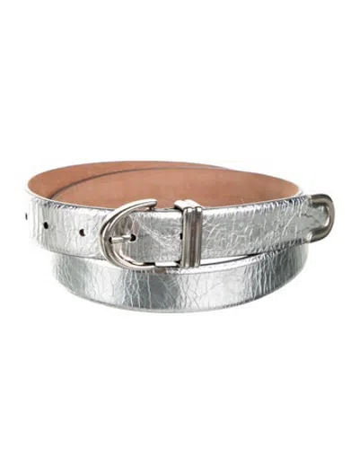 Pre-owned Khaite Skinny Leather Waist Belt In Silver