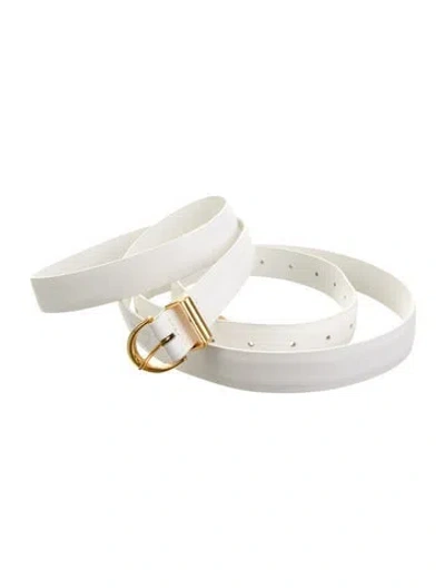 Pre-owned Khaite Skinny Leather Waist Belt In White
