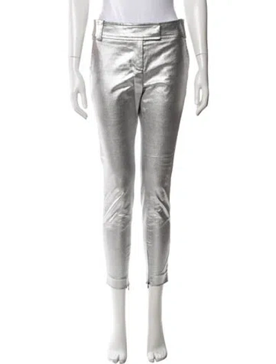 Pre-owned Khaite Skinny Leg Pants In Metallic/silver