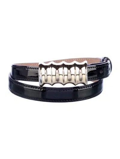 Pre-owned Khaite Skinny Patent Leather Belt In Black