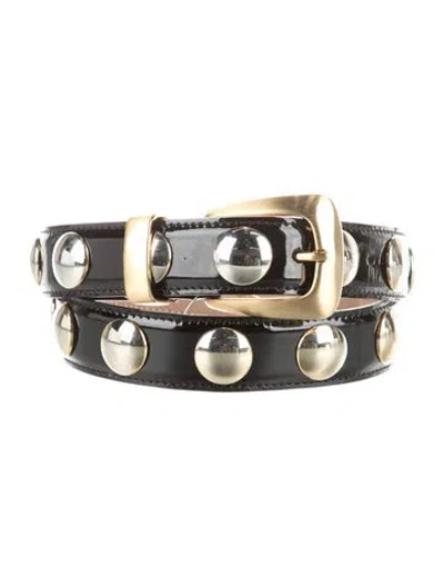 Pre-owned Khaite Skinny Patent Leather Belt In Black