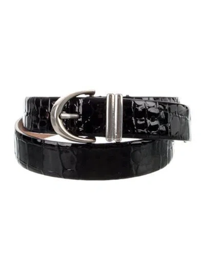 Pre-owned Khaite Skinny Patent Leather Belt In Black