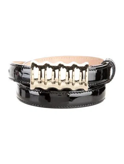 Pre-owned Khaite Skinny Patent Leather Belt In Black